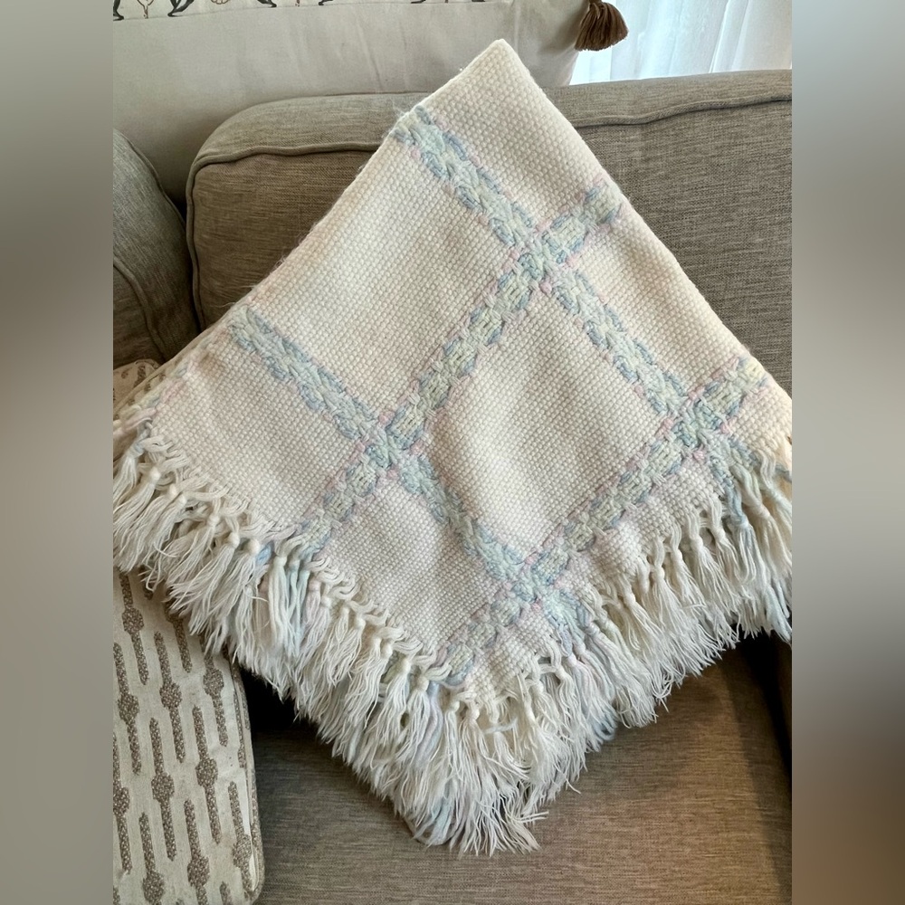Knit Baby Blanket with Fringe